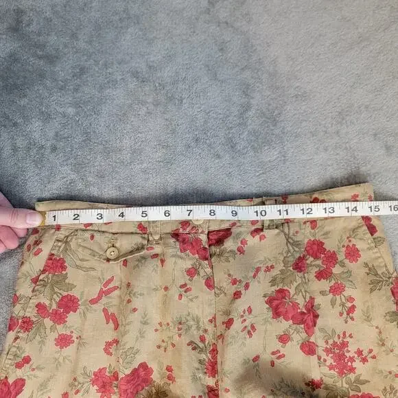 Ralph Lauren Floral Linen Shorts Women’s 10 High Rise Pleated Vintage Boho - Picture 5 of 10